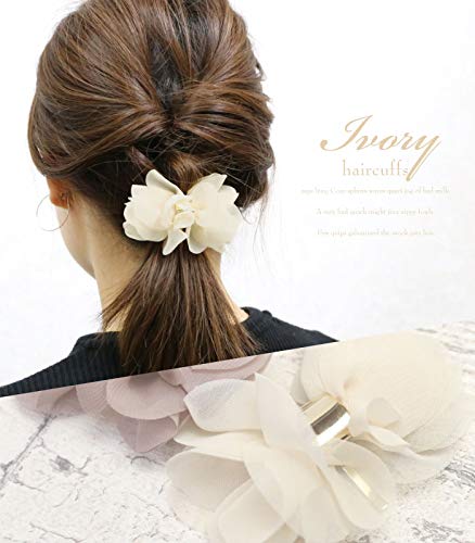 Amazon | ヘアカフス シフォン フラワー ポニー フック ヘア 
