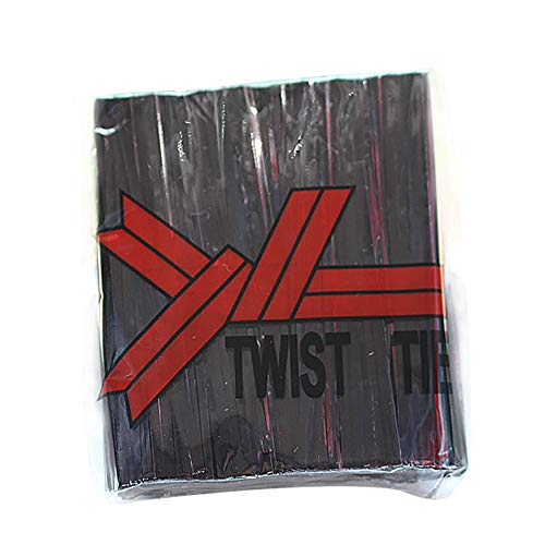 MSYOU 800 PCS Twist Ties Decorative Metallic Bag Ties for Candy Cookies Bread Lollipop Cakes Sweets Christmas Party 6CM(Black)