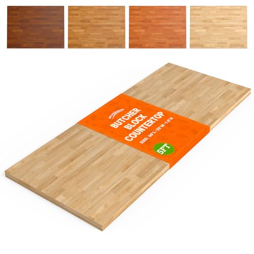 Solid Wood Butcher Block Countertop - 5Ft Unfinished Birch Slab Counter Top