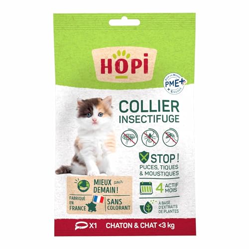 Collier Anti-Puces Tendance pour Chat et Chaton de Moins de 3 kg HOPI