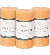 3x6 Inch Yellow Pillar Candles Set of 3 - Unscented Summer Candles, Long Clean Burning, Large Big...