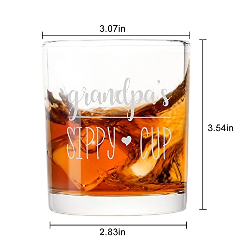 Grandpa's Sippy Cup Whiskey Glass 10Oz, Whiskey Rocks Glass For Grandfather, New Grandpa - Funny Old Fashioned Whiskey Glass For Christmas, Birthday, Father’s Day, Scotch Glass Gift For Rum Bourbon #TOP6