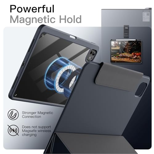 JETech Magnetic Detachable Case for iPad Pro 11-Inch M5/M4 (2025/2024) with Pencil Holder, Removable Rotating Clear Cover, Portrait/Landscape Stand with Raised Screen View (Grey) by JETech - Image 5