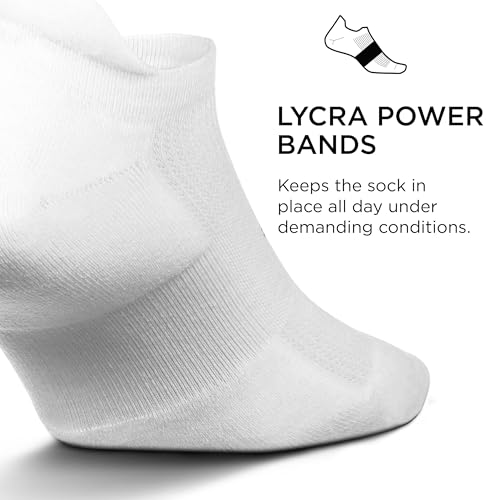 Feetures High Performance Max Cushion Ankle Sock - Tab Socks for Women & Men with Heel Tab - White, XL (3 Pair) - Thumbnail 2