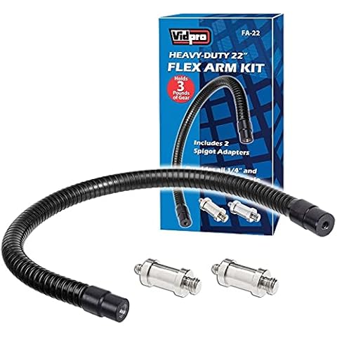 Vidpro FA-22 Heavy-Duty 22-inch Flex Arm Kit - Stiff Yet Flexible Mounting for Mobile Phones Cameras Microphones Lighting and More Fits Most Stands Tripods Rigs Grips and Clamps Holds Up to 3 Lbs Cover