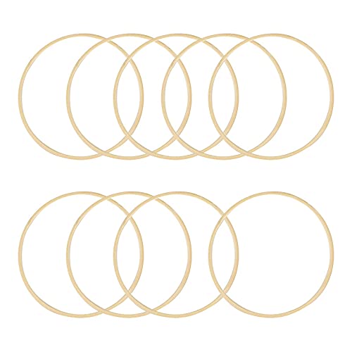 Lot de 10 cerceaux Attrape-rêves en Bambou,Cercle en Bois Bambou pour Attrape Rêve,Florale Anneaux de Couronne Macramé pour Loisirs Créatifs,Décoration de Couronne de Mariage,Décoration Murale 20CM Cover