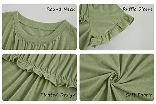 Image of Haloumoning Girls Crew Neck T Shirts Peplum Babydoll Tops Tees 4-15 Years | Girls T-Shirts, Casual Loose Tunic Tops, Cute Ruffle T Shirts, Short Sleeve Shirts, Long Sleeve Blouse