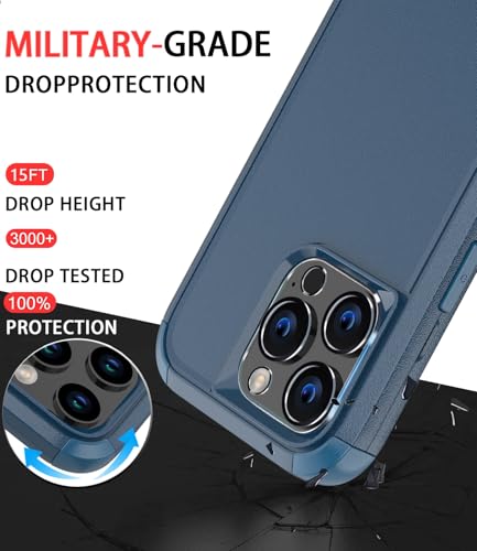 Image of Diverbox for iPhone 16 Pro Case [Shockproof] [Dropproof] [Tempered Glass Screen Protector + Camera Protectors] Heavy Duty Protection Phone Case Cover for Apple iPhone 16 Pro (Blue)