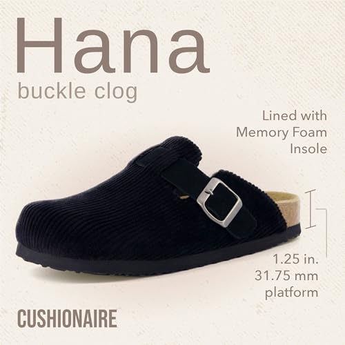 Image of CUSHIONAIRE Hana Womens Clogs | Comfortable Vegan Suede Clogs for Women | Slip On Potato Shoes with Cork Footbed & Arch Support | Memory Foam, Wide Widths Available