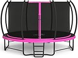 BCAN Trampoline 8FT 10FT 12FT 14FT 15FT 16FT Recreational Trampoline with Enclosure for Kids Adults, ASTM Approved, Outdoor Trampoline with Ladder for Kids