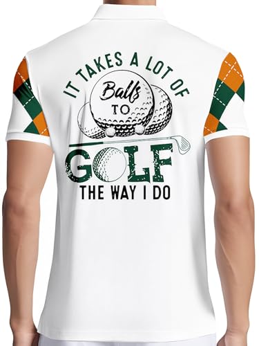 Image of PAGYMO Funny Golf Shirts for Men Crazy Printed Pattern Novelty Moisture Wicking Performance Mens Polo Shirt