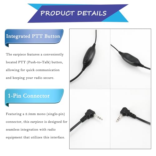 Auricular IXTN4011 IXTN4011AR compatible con Motorola Talkabout T400 T800 MR350R 4