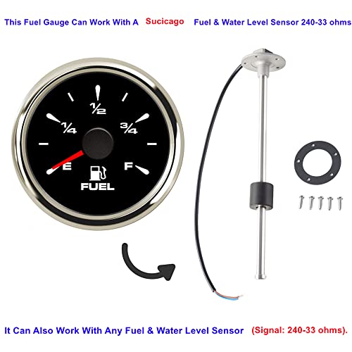 Sucicago Marine Fuel Gauge Aftermarket Fuel Level Gauge (E-1/2-F) Marine Automotive Replacement Gauge 240-33ohm 0-190ohm 240-30ohm 0-180ohm 10-180ohm Motorcycle Car Truck Vehicle 2"(52mm) Black by Sucicago - Image 5