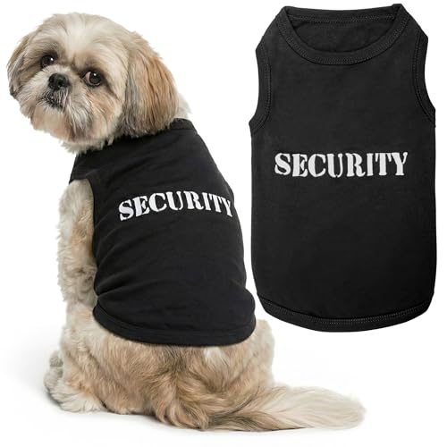 Parisian Pet Dog Shirt – 100% Cotton Shirts for Medium Dogs – Black Sleeveless Puppy Clothes – Lightweight Dog Security Shirt – Breathable Dogs Clothes - Stretchy Pet T Shirts
