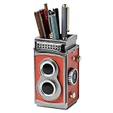 HDMbigmi Camera Pen Holder Makeup Brush Holder Resin Retro Desk Organizer for Office,School and Home (Orange)