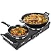 Duronic HP2 BK Plaque de cuisson chauffante électrique avec double foyer en fonte de 20 et 15 cm| 2500W | Compacte et mobile | Poignées ergonomiques | Thermostat | Camping, Camping-car, caravane