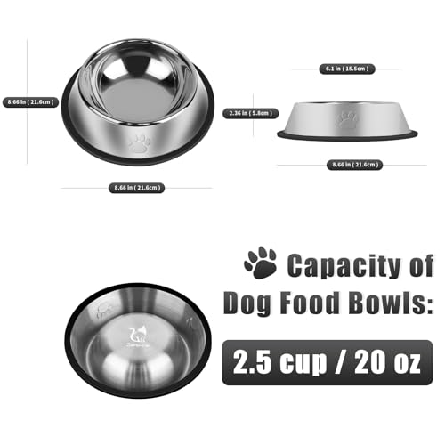 3Pcs Stainless Steel Dog Bowls Set with Dog Paw Pattern- Non-Slip Food and Water Bowl 20 Oz - Dishwasher-Safe, Rust Resistant Metal Pet Bowls for Small/Medium/Large Sized Pets by Serentive - Used condition - Image 2