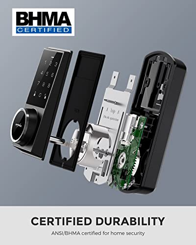 Arpha Electronic Keypad Deadbolt, Keyless Entry Door Lock, Smart Door Locks With Touchscreen Keypad, Auto Lock, Bhma Certificated, Quiet Motor, Easy To Install (Matte Black) #TOP2