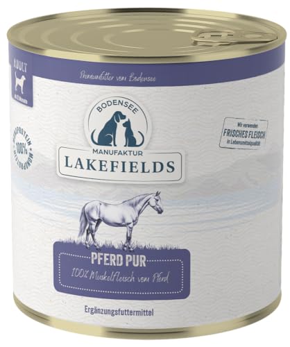 Lakefields Premium Hundefutter Nass | Pferd pur 100% | 800g | Reines Muskelfleisch | Pferdefleisch aus artgerechter Tierhaltung | Hypoallergenes Nassfutter für Hunde | Regional & Getreidefrei