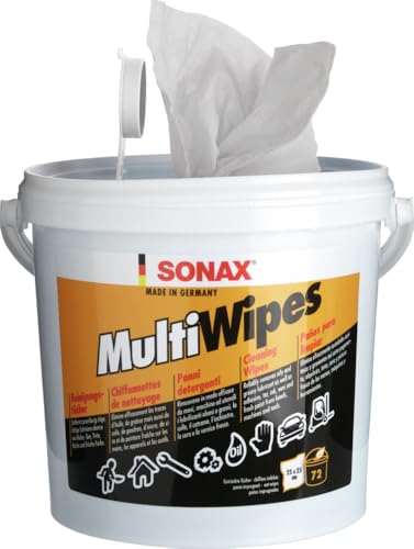 SONAX Toallitas multiusos (72 unidades) paños de viscosa resistentes y duraderos, eliminan aceite, grasa, pegamento, alquitrán, tinta, cera y pintura. También aptos para las manos | N.° 04680000