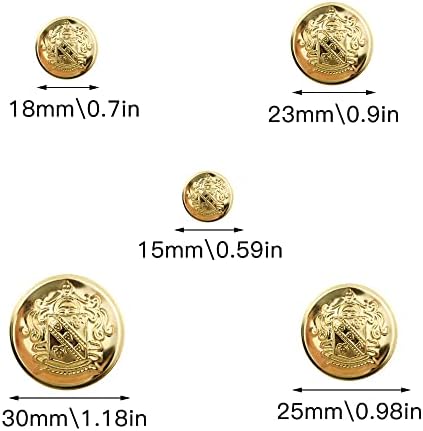 milaosk 50 Pcs Metal Blazer Button, Golden Metal Suit Button Vintage Metal Shank Buttons for Blazers, Suits, Jackets (15mm 18mm 23mm 25mm Button)