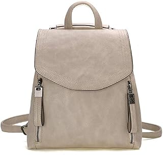 JOSEKO Women Backpack, Leather Flap Backpack Purse Casual Daypack for Ladies College Girls