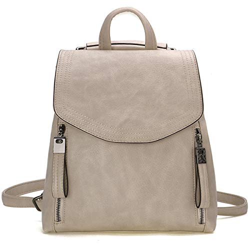 JOSEKO Women Backpack, Leather Flap Backpack Purse Casual Daypack for Ladies College Girls