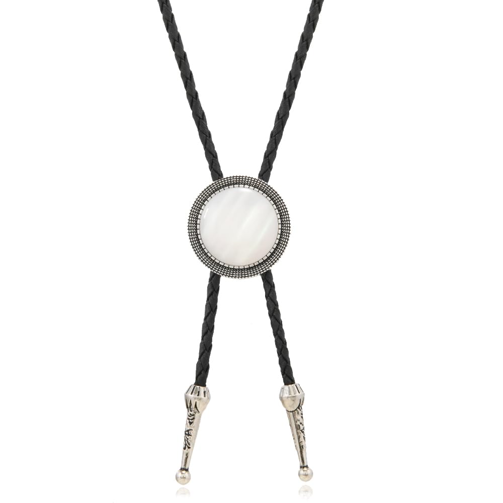 Joxevyia Bolo Tie for Men Vintage Cow Skull Leather Rope Western Cowboy Necktie Vintage Bola Tie Gift for Him