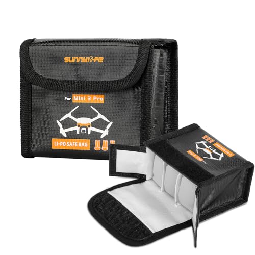 Sinyutia Lipo Battery Safe Bag Fireproof Safety Charging Storage Bag For DJI Mini 4 Pro/Mini 3 Pro Drone Accessories (Large - for 3pcs batteries)