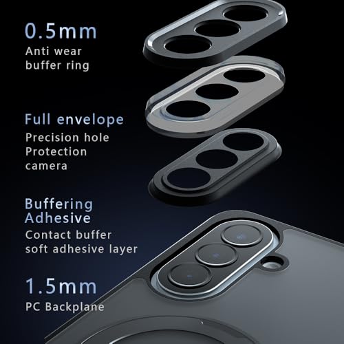 Image of Compatible with Samsung Galaxy A24 4G Case Cover,Compatible with Samsung Galaxy A24 4G Built-in 360Rotating Magnetic Mount Matte Translucent Phone Protective Case Black