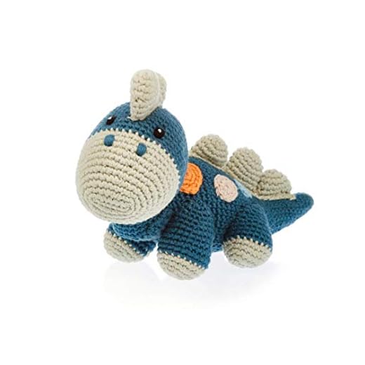 Pebble | Handmade Dinosaur - Blue | Organic Cotton | Crochet | Fair Trade | Pretend | Imaginative Play | Stegosaurus | Machine Washable