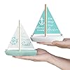 Wooden Nautical Decoration Beach Decor Handcrafted Sailing Boat Ornaments Cute Sailboat Models Easy to Decorate Suitable for Home Bedroom Office Bathroom Desktop Decoration 2 Pcs