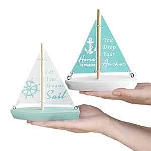 Wooden Nautical Decoration-Beach Decor - Handcrafted Sailing Boat Ornaments Cute Sailboat Models Easy to Decorate Suitable for Home Bedroom Office Bathroom Desktop Decoration 2 Pcs Wooden Nautical Decoration Beach Decor Handcrafted Sailing Boat Ornaments Cute Sailboat Models Easy to Decorate Suitable for Home Bedroom Office Bathroom Desktop Decoration 2 Pcs