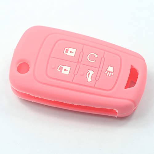 Kcpros 2Pcs Rubber Silicone 5 Buttons Flip Smart Key Fob Cover Case Protector Keyless With Keychain Compatible With Gmc Terrain 2016 2017 2018 2019 2020 2021 2022 Black Pink #TOP7