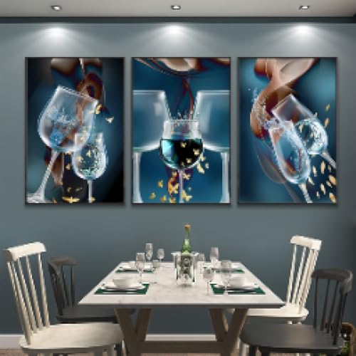 Toile de vin bleu abstrait TONGYINLI grand format 70x100cm pour illuminer la salle à manger