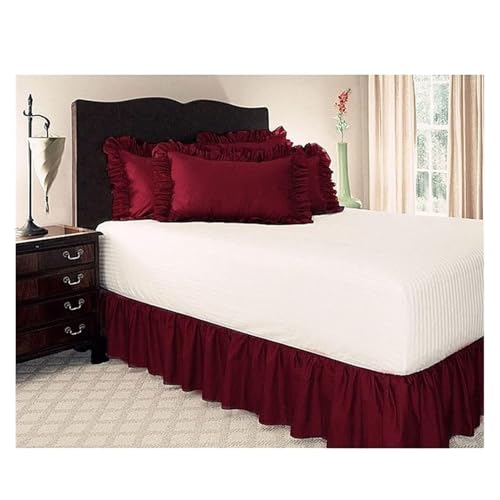 Falda de la Cama Falda de Cama Envolver Alrededor de colchas elásticas sin Cama Surface Bed Faldas Inicio Hotel Dust Cover Banda Elástica Suministros for el hogar Cubre Somier para Cama (Color : Wine