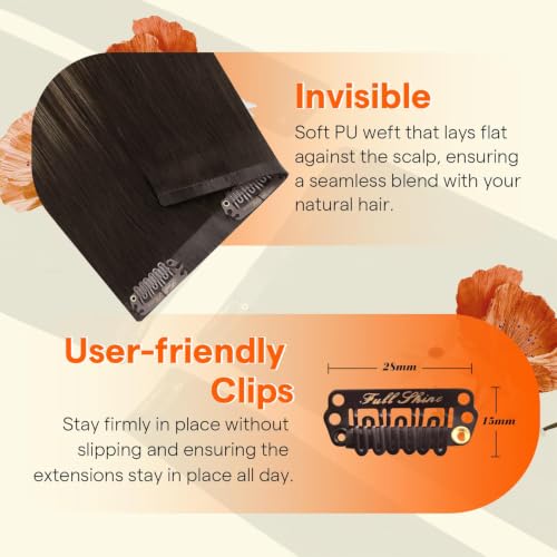 Image of Full Shine Seamless Clip in Hair Extensions, Brown Blonde Blend | Clip in Hair Extensions, 18 Inch 85g 4 Pcs, Fuller Ends, Straight Finish, Family Photos, Shoulder-Length Hair
