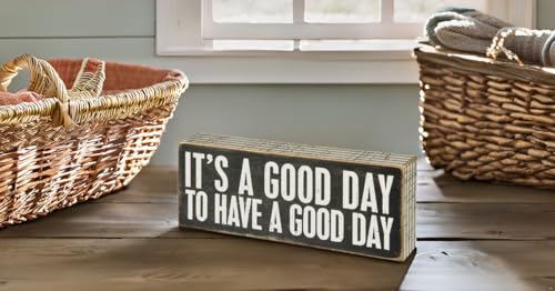 Primitives-by-Kathy-31127-Pinstriped-Trimmed-Box-Sign-8-x-3-A-Good-Day Primitives by Kathy 31127 Pinstriped Trimmed Box Sign 8 x 3 A Good Day