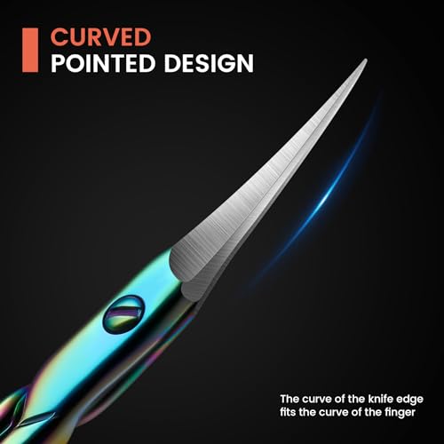 BEZOX Curved Cuticle Scissors - Precision Manicure Scissor Nail Cuticle Trimmer, Professional Stainless Steel Nail Scissors for Cuticle Care, Cuticle Cutter Small Scissors for Women - Rainbow - Thumbnail 2