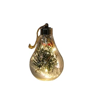 LED Light Christmas Bulbs Ornament Transparent Ball Holly Pack of 6 Christmas Baubles Clear Tree Decoration Crafts
