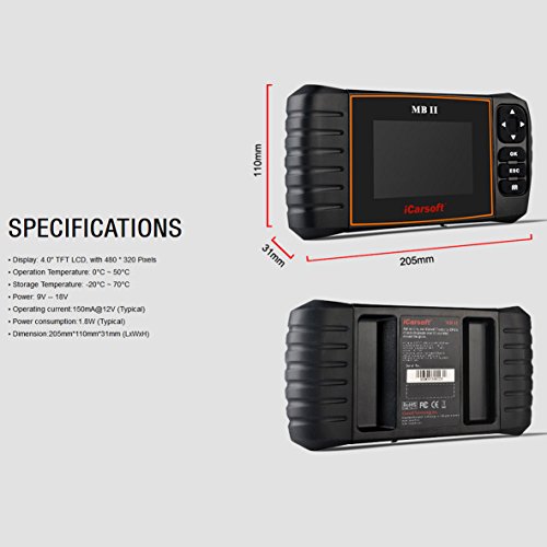 iCarsoft MBII for Mercedes Benz/Sprinter/Smart Professional Diagnostic Tool Scanner ABS,SRS ect - Thumbnail 5