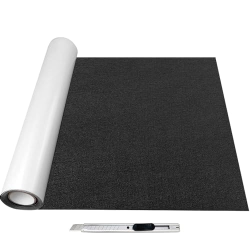 SZMMG Feutrine Noire Autocollante, 40x200cm Rouleau Feutrine Adhesive,Tissu Feutre Epaisse 2mm,Feutrine autocollante pour Doublure de Boîte, Cadre Photo, Pied...
