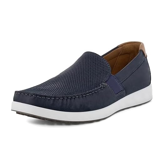 ECCO mens Lite Moc Summer Driving Style Loafer, Night Sky/Cognac Summer Perforated, 11-11.5 US