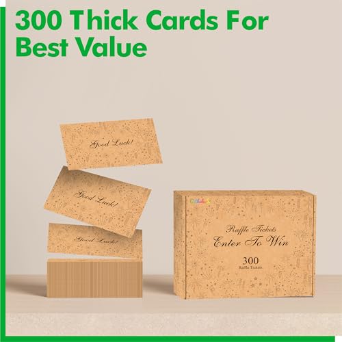 300 PCS Raffle Tickets, Enter to Luck Entry Form Cards with Space for Name, Email Address, Phone Number for Contest, Raffles, Ballot Box, 50/50, Auction (3.5” x 2”, Kraft Style)