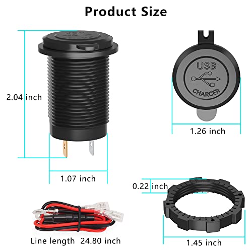 10L0L Golf Cart Quick Charge 3.0 Outlet Dual Usb Charger Socket For Golf Carts Ezgo Club Car Yamaha, 12V Input Double Usb Ports Waterproof #TOP5