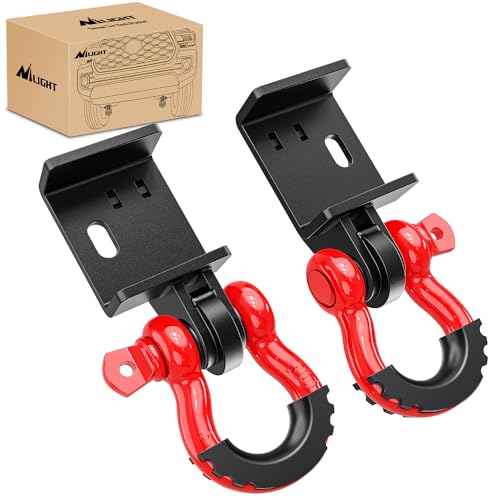 Nilight (2 Pack) Demon Front Tow Hook Mounting Bracket with 3/4” D-Ring Shackle Fit for 2009-2016 2017 2018 2019 2020 2021 2022 2023 Toyota Tacoma, with 7/8" Screw Pin and Isolator Rubber Washers by Nilight - Used condition - US$29.18