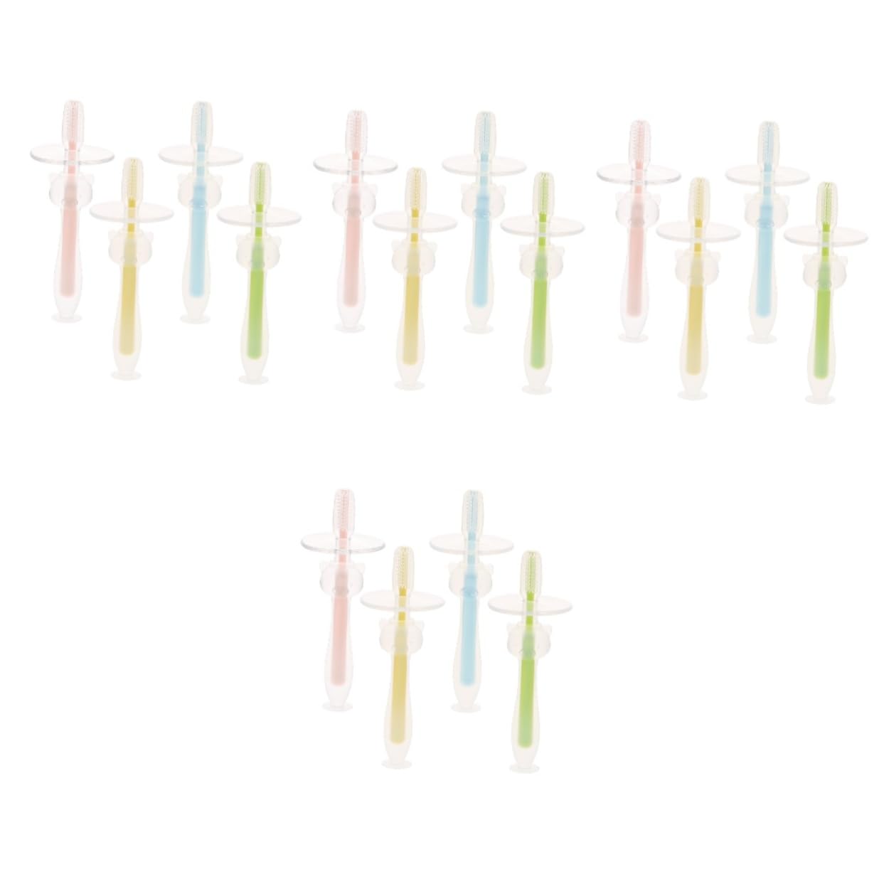 Healeved 16pezzi Spazzolini Per Ragazzo Ragazza Con Base Ventosa Spazzolini Per La Pulizia Orale Infante Mesi Pastello Design Ergonomico e Setole Morbide Per e Gengive Sensibili