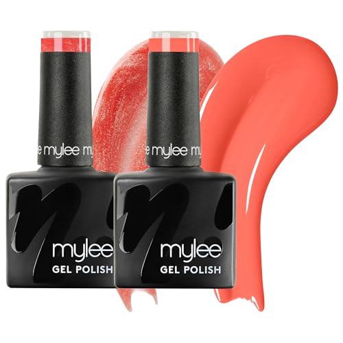 Image of Mylee Gel Nail Polish Duo 2x8ml [Sunset Kiss] - UV/LED Soak-Off Nail Art Manicure Pedicure for Professional, Salon & Home Use - Long Lasting & Easy to Apply, Vegan & Cruelty Free