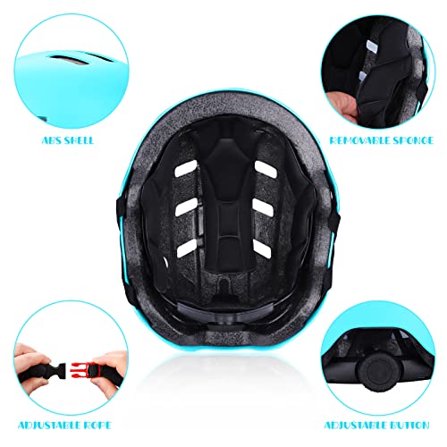 Kids Skateboard Helmet, Bike Helmet for 8-12 Years Old, Adjustable Helmet, Impact Resistance Lightweight Helmet for Skating Cycling Scooter Skateboarding Longboard Boys Girls Youth (Light Blue)