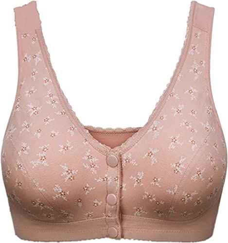 3Pack Everyday Cotton Snap Floral Stylish Bras - Women's Freedom Front Close Wire Free Bra Non-Padded (36Bc) #TOP5